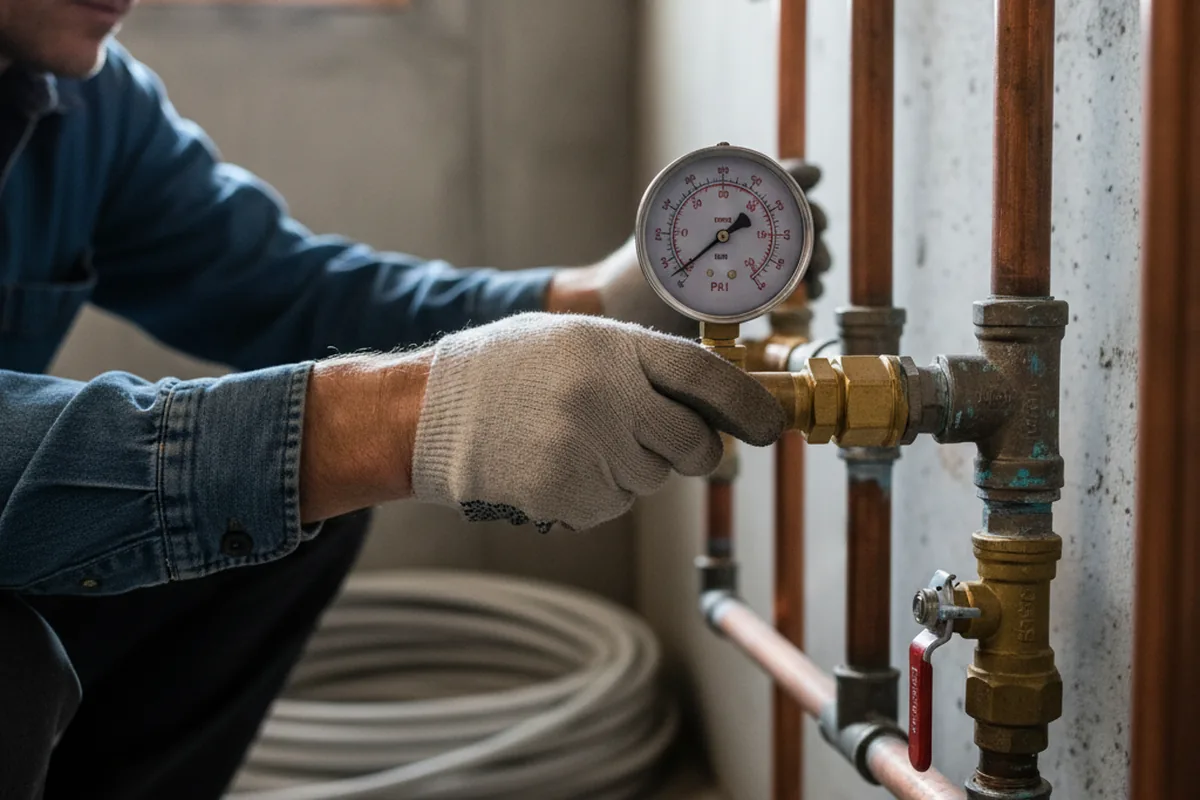 Pressure testing a repaired line during Water Line Repair in Sproul